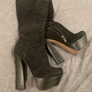 Halston knee-high suede boots